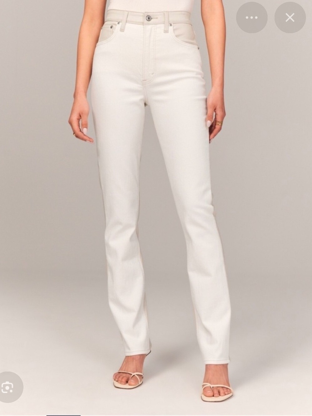 Abercrombie & Fitch Straight Leg Jeans in Off-White